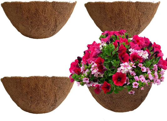 4PCS Coco Liner for Hanging Basket 20 Inch Round 100% Natural Planter Liner Replacement Plant Basket Liners Coco Fiber Liner for Garden Planters Coconut Coir Liner Flower Pot for Hanging Basket