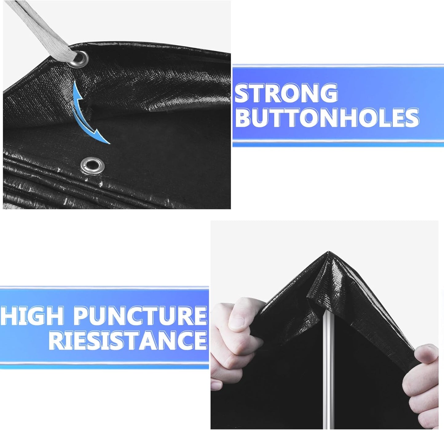 Reinforced PE Pond Liner 20 x 25 FT, 28 Mil Sun Resistant Preformed Pond Liner, Hemmed Edge with Buttonholes Liner for Outdoor Large Ponds, Fish/KOI/Duck Pond, Garden Waterfall, Waterscape, Black