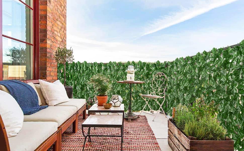 DearHouse Artificial Ivy Privacy Fence Wall Screen, 59x216.5inch Artificial Hedges Fence and Faux Ivy Vine Leaf Decoration for Outdoor Garden Decor