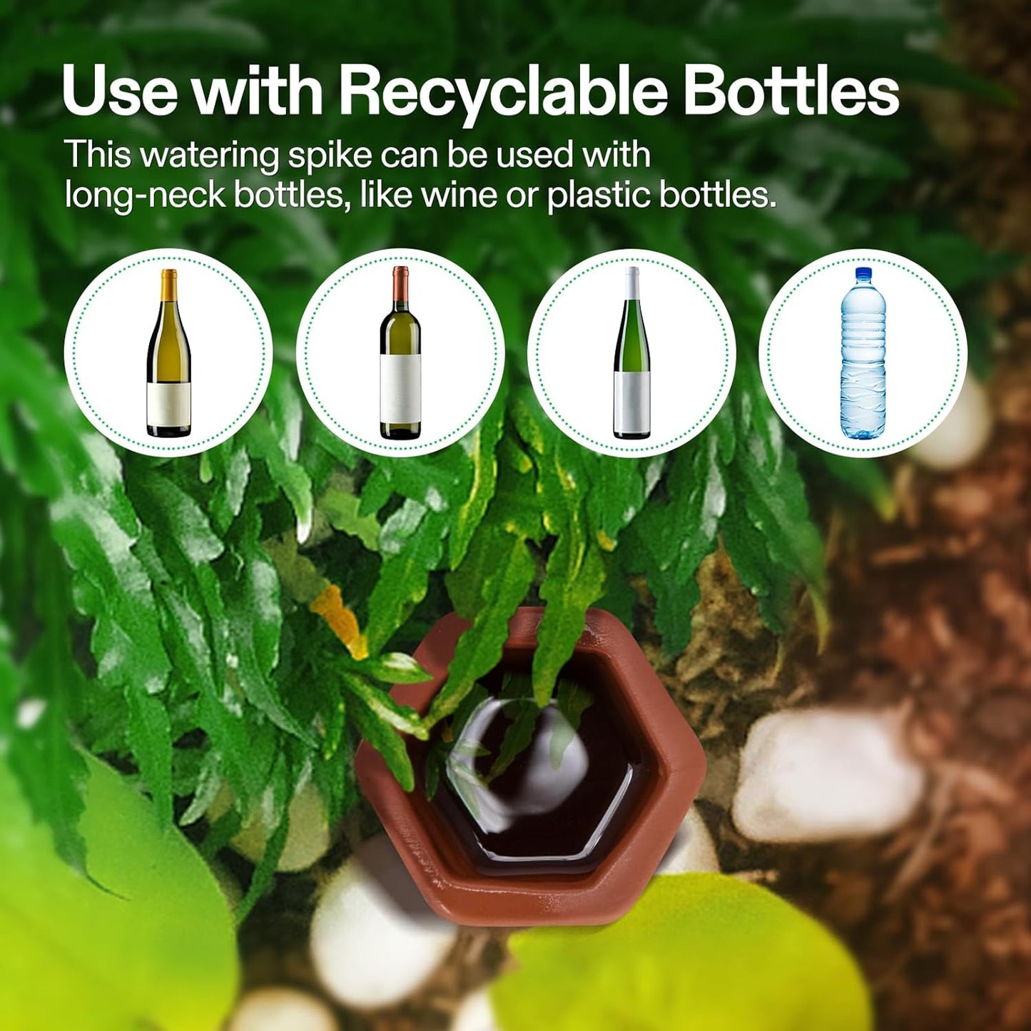 VIVOSUN 6-Pack Self-Watering Spikes, Hexagonal Terracotta Watering Stakes, Auto-Water Device, Planter Insert for Indoor & Outdoor Potted Plants