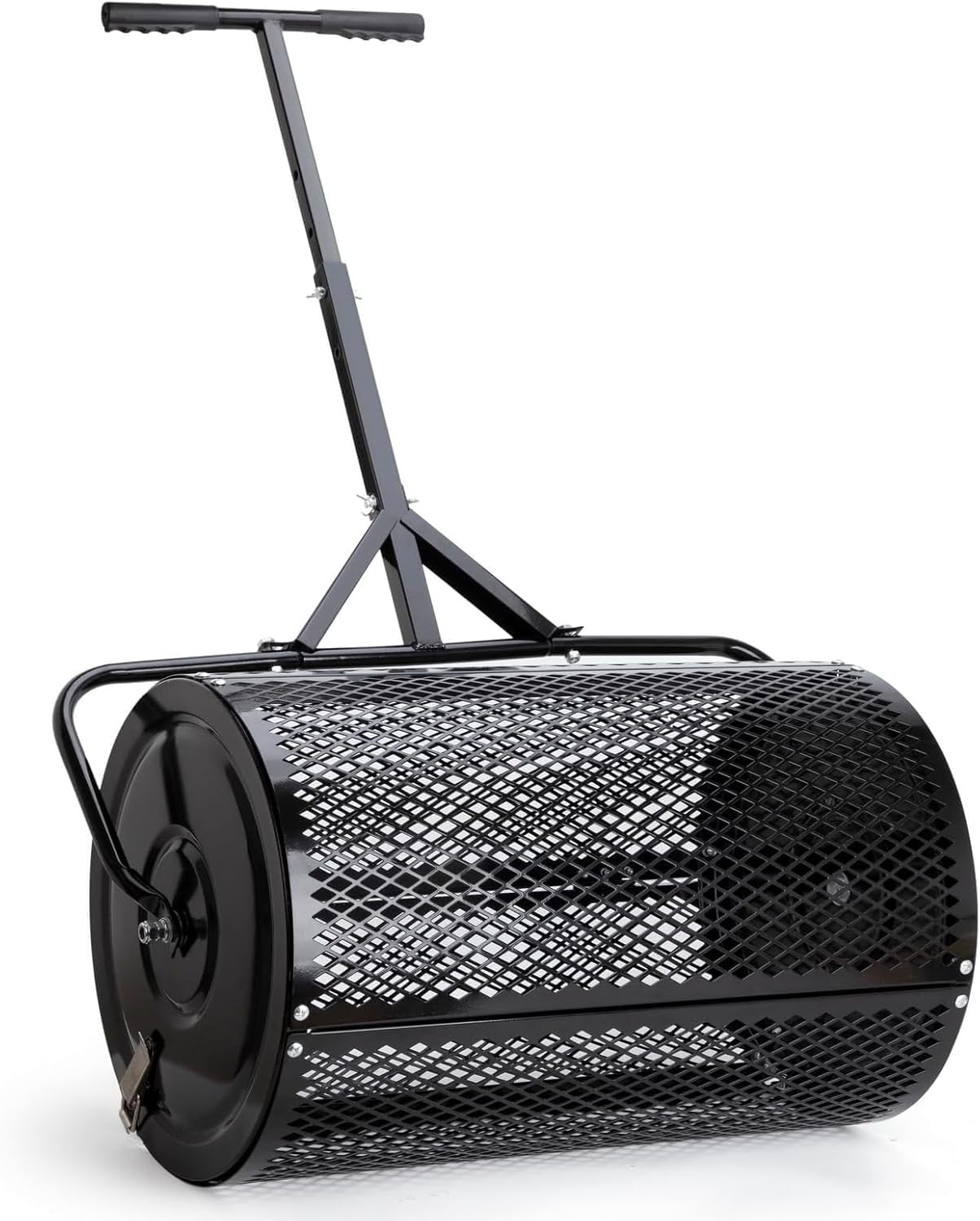 Compost Spreader, Durable Lawn Roller, Manure Spreader with Upgrade T Shaped Handle,Top Soil Spreader for Lawn and Garden Care Manure Spreaders Roller (T-Black-L)