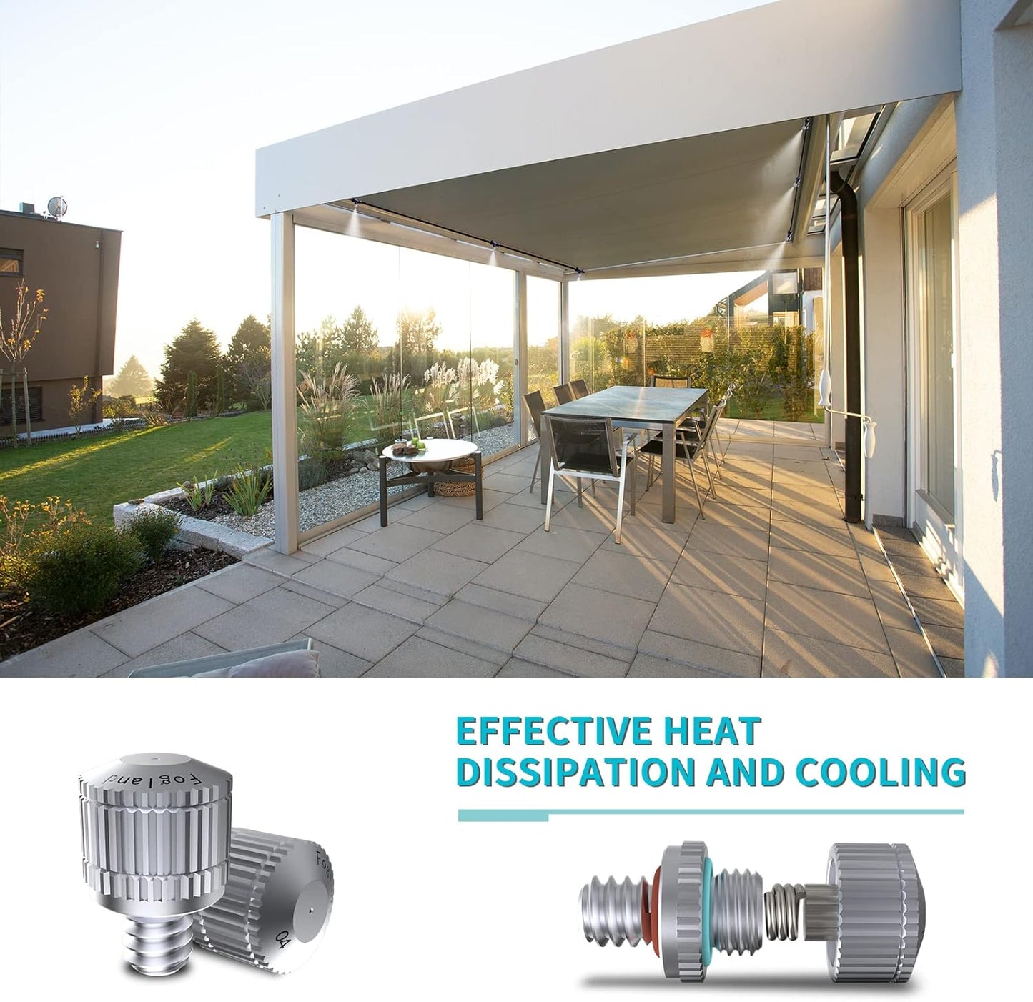 Fogland Misting Nozzles for Cooling System:35pcs Clogging-Prevent Cleanable Stainless Steel Mist Nozzles 0.016" Orifice 10/24 UNC for Patio Garden Trampoline