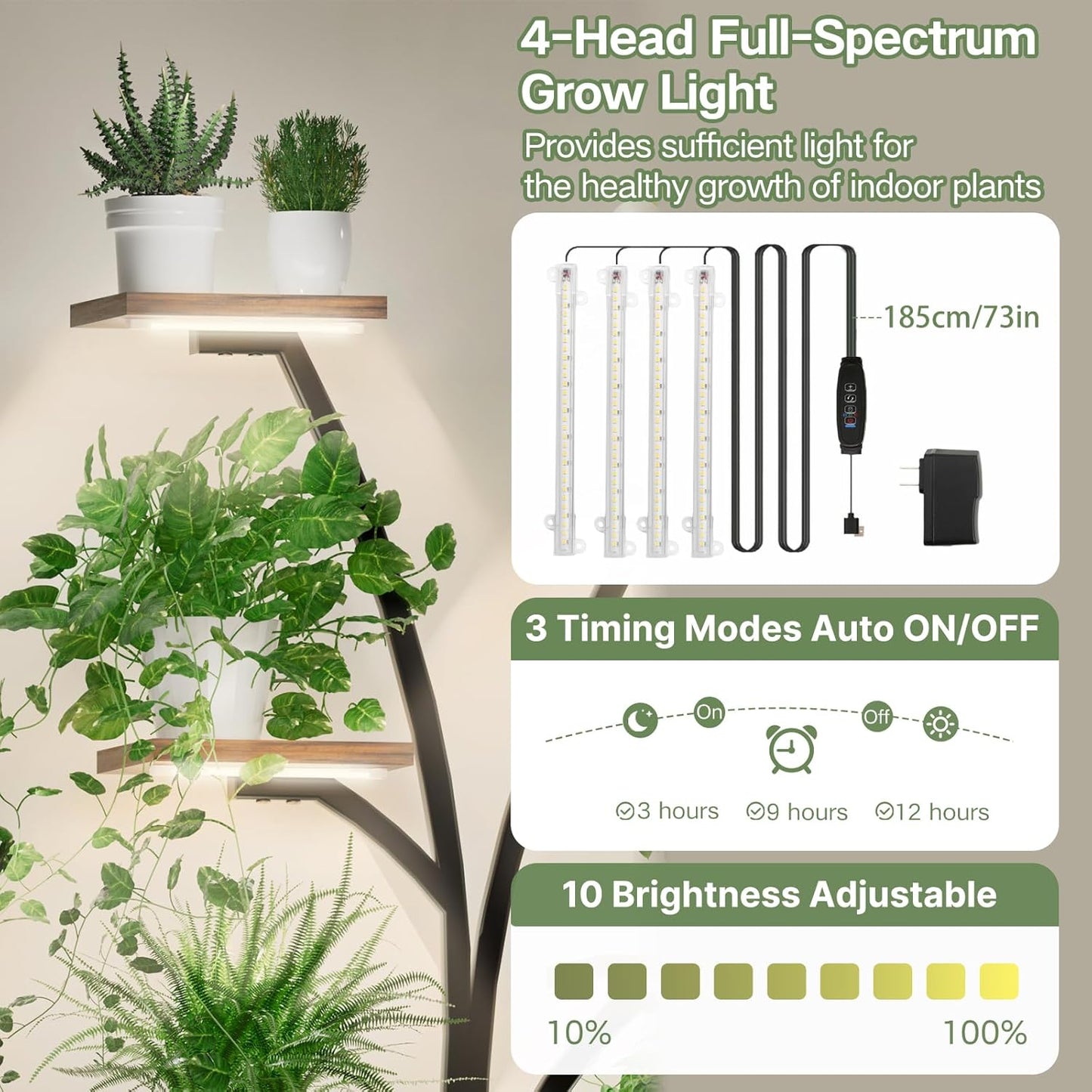 Plant Stand with Grow Light - 9 Tiered Plant Stand Indoor with Storage Drawer for Indoor Plants, 65" Tall Plant Shelf with Grow Light, Curved Corner Plant Shelf Indoor for Living Room, Patio Decor
