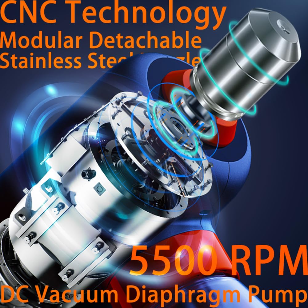 Cordless Electric Disinfection Fogger, Detachable Stainless Steel Nozzle, 3-Gear Adj 14.2oz Sanitizer Atomizer, Blue Light Nano Spray Gun for Place Cleaning/High-Touch Item Contactless Sanitization