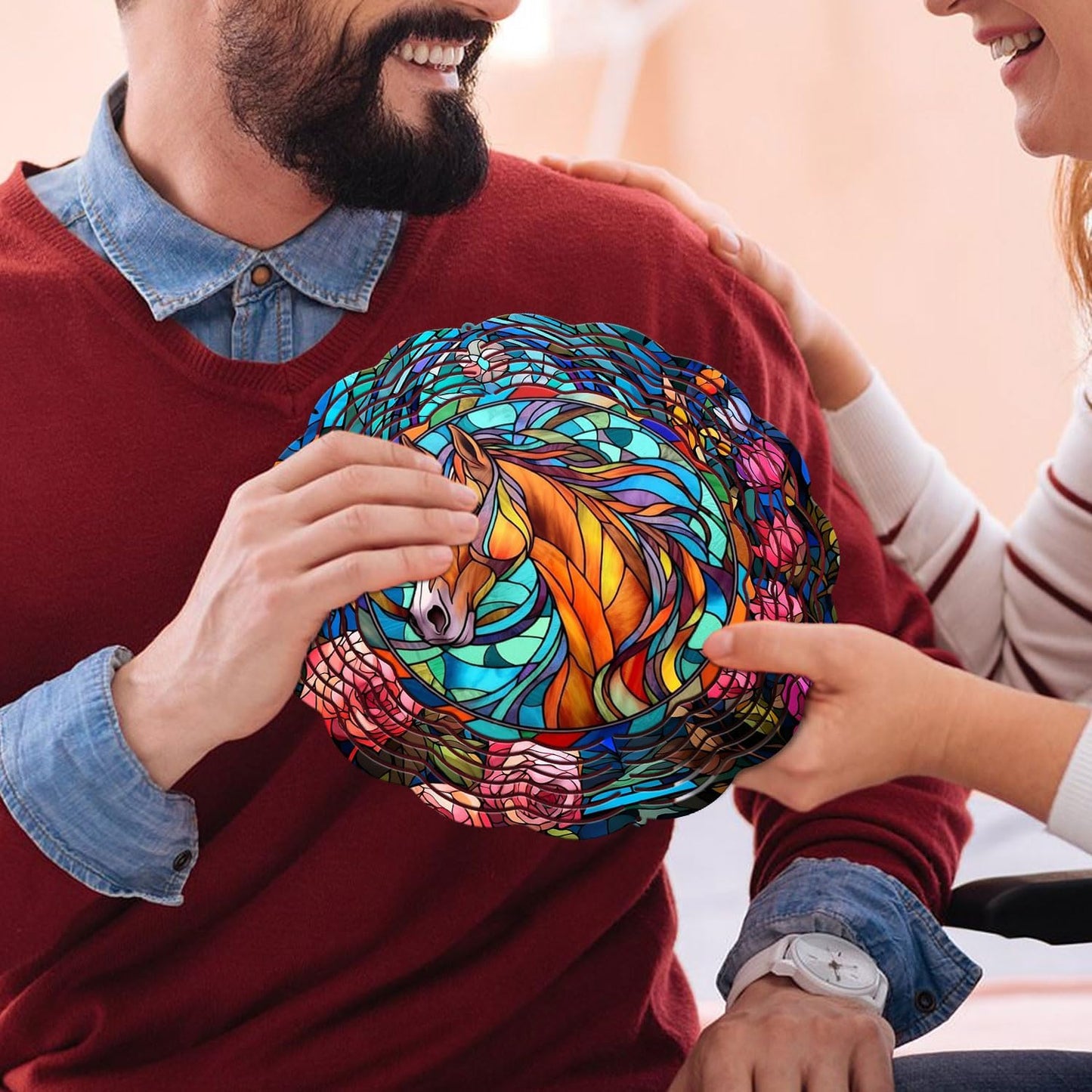 Horse Yard and Garden Wind Spinner, Unique 3D Hanging Horse Wind Spinner