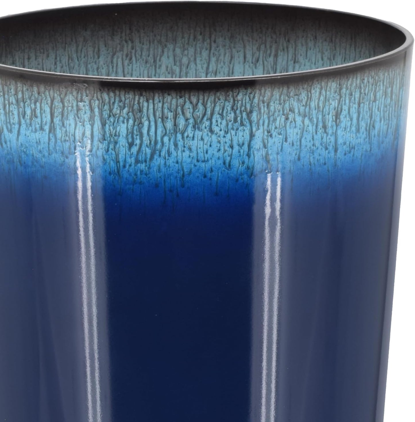 25.5-inch Tall Set of 2 Blue Large Plastic Planter Pots with Drainage Plug for Indoor or Outdoor Use, Decorative Lightweight Garden Flower Pot for Porch, Patio, Deck