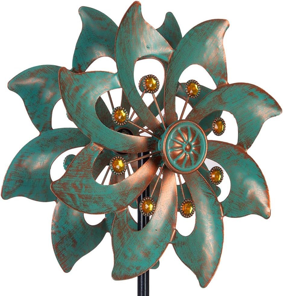 VEWOGARDEN Garden Decor Wind Spinners, Small Waterproof Metal Pinwheels Wind Spinner for Yard and Garden 37 * 10inches (Double Blade)