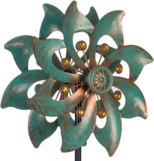 VEWOGARDEN Garden Decor Wind Spinners, Small Waterproof Metal Pinwheels Wind Spinner for Yard and Garden 37 * 10inches (Double Blade)