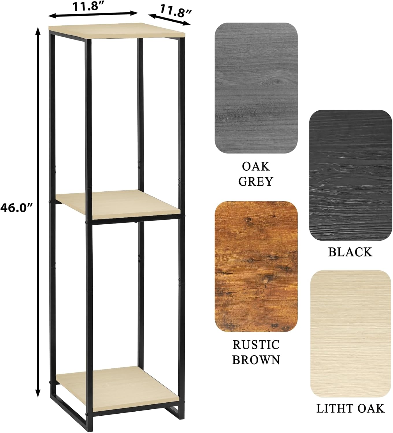 46" Tall Plant Stand Indoor, 3-Tier Modern Plant Shelf, Corner Flower Pot Holder Organizer for Living Room Balcony Patio Garden (Light Oak)