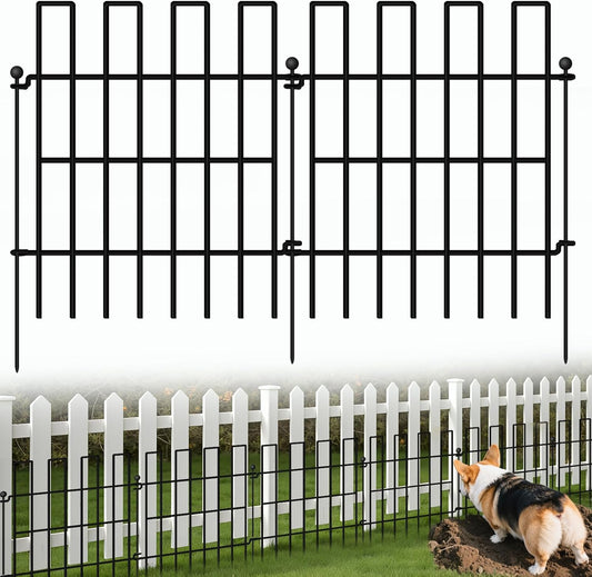 Animal Barrier Fence, 25 Panels Garden Fence Animal Barrier, 27 ft(L)×17 in(H), No Dig Fences for Dogs and Rabbits, Rustproof Metal Garden Fencing, Under Fences Border Barrier for Outdoor, Yard, Patio