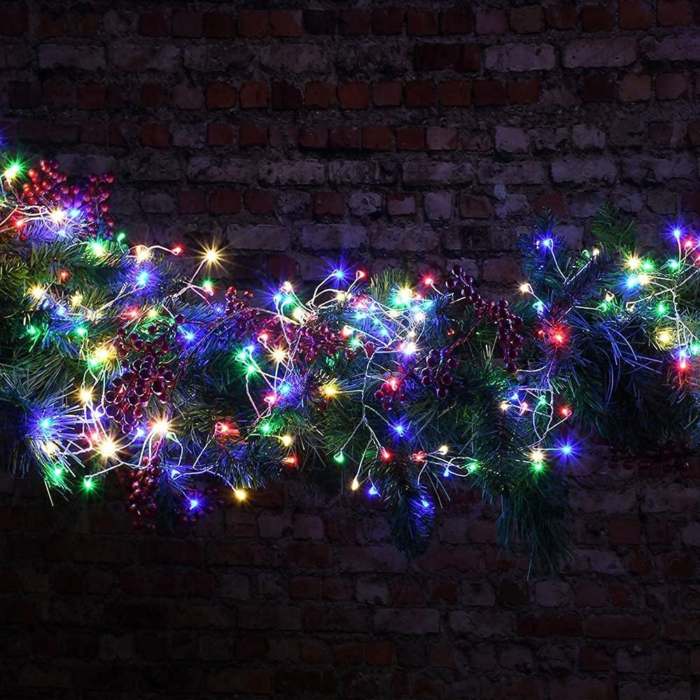 2 Pack Solar Powered Fairy String Lights Outdoor Waterproof 8 Modes Twinkle Christmas Decorations Lights, Each 33ft-100LED, 40ft-120LED, 66ft-200LED, 80ft-240LED, (Multicolor, 66)