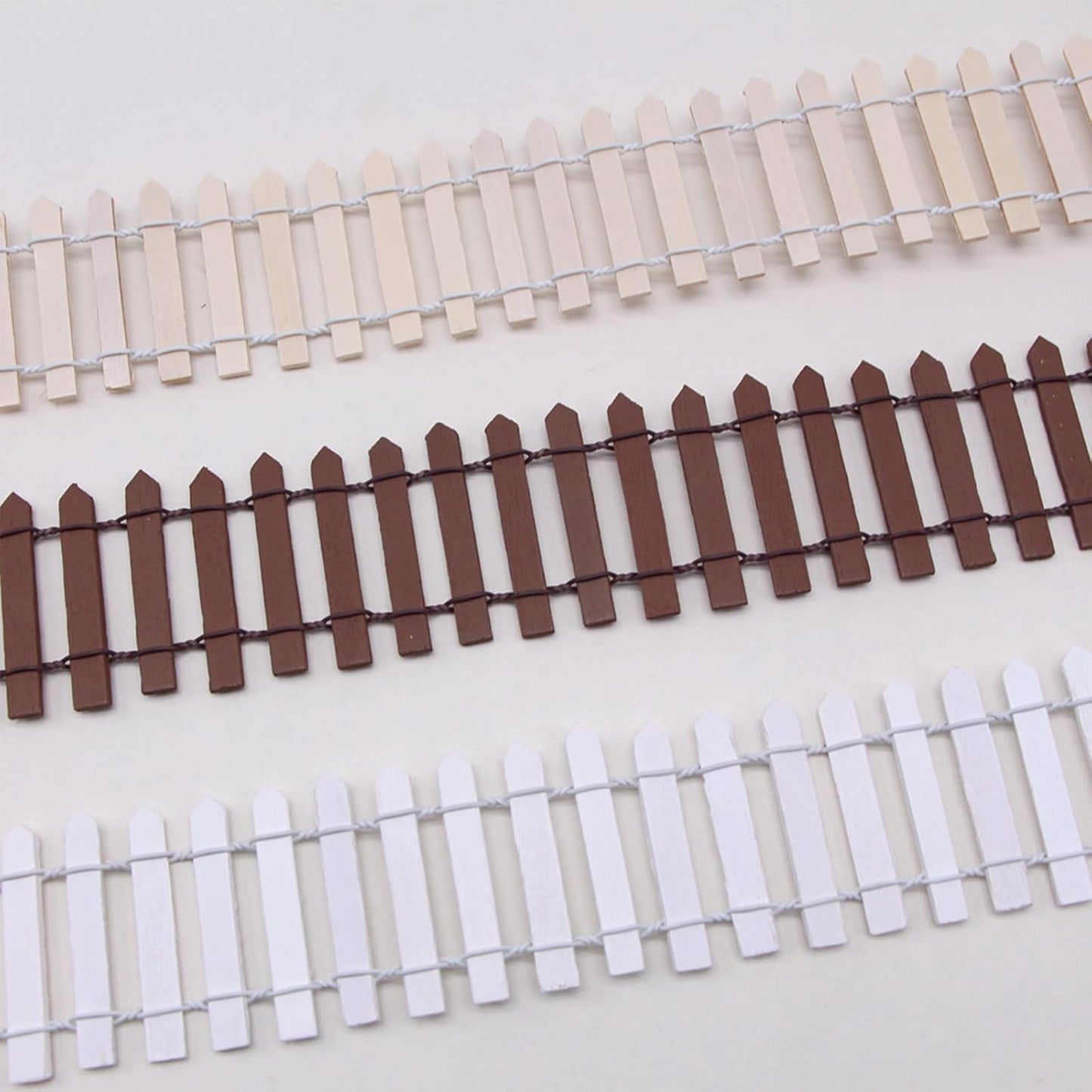 35 Inches Mini Fairy Garden Fence DIY Small Wood Decorative Picket Fence Micro Landscape Miniature Ornaments for Dollhouse, Crafts, Diorama Project, Plant Pot (White(2 PCS))