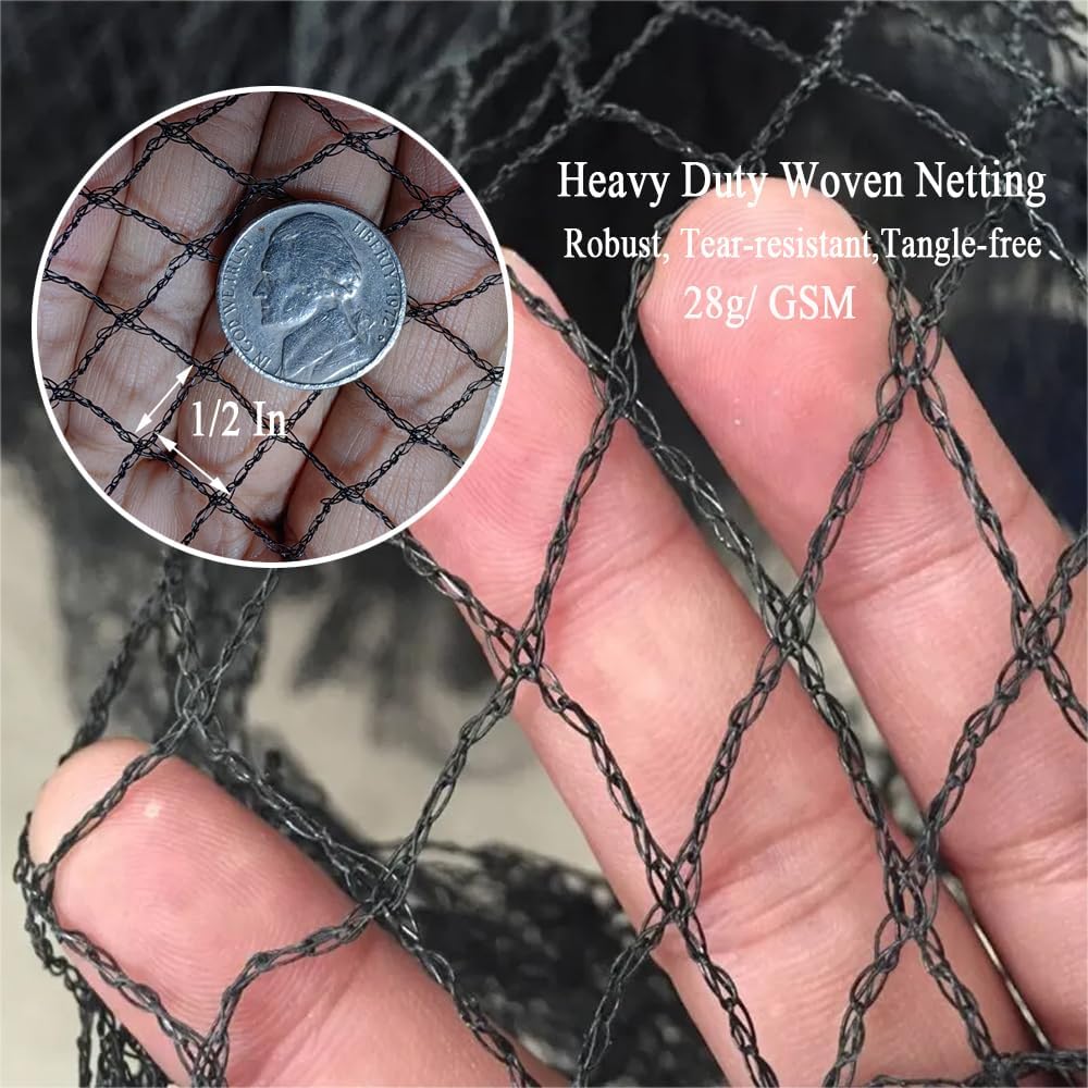 Bird Netting 20x20 Ft, 1/2In Mesh Heavy Duty Garden Netting Pest Barrier for Plants, Fruit Trees, Vegetables, Extra Strong Woven Mesh Netting, Animal Fencing Against Birds, Deer, Poultry