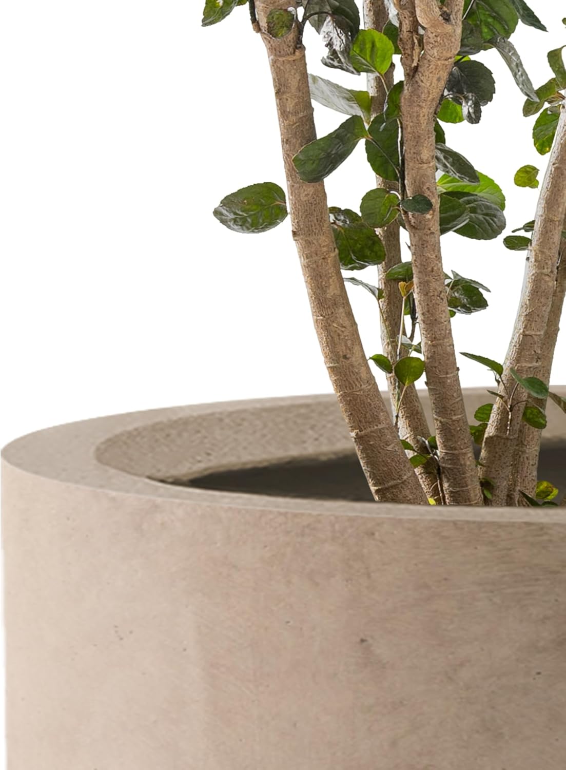 Kante 9.8",12.6",15.7" Dia Round Concrete Planter Set of 3, Modern Design Large Cylindrical Plant Pot with Drainage Hole for Indoor Outdoor Plants, Patio, Garden and Home, Weathered Concrete