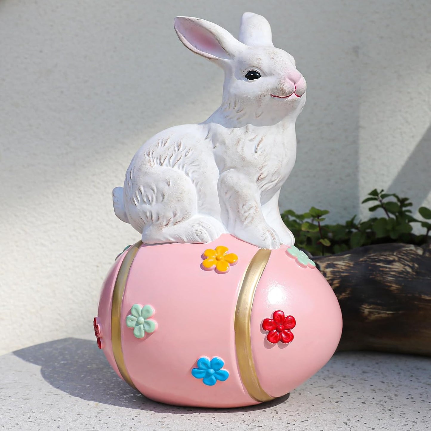 Large Rabbit Figurines Decoration for Home, Hand-Painted Bunny Figurine Statue for Garden, Indoor & Outdoor Decoration, Suitable for Mother Gift, Women Birthday Gift