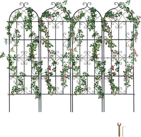 VEVOR 71 x 20 in, 4 Packs Rustproof Metal Garden Flower Trellis, Outdoor Climbing Rose & Cucumber Support, Decorative Clematis Trellis for Courtyards & Lawns