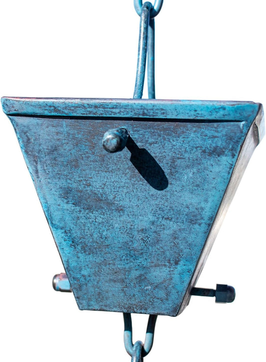 Nutshell Stores Medium Square Cups Rain Chain - Patina - 13 Feet