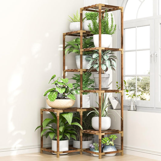 HOMKIRT Tall Corner Plant Stand Indoor Outdoor, 47.6" Plant Shelf Holder for Multiple Pots For Patio, Porch, Balcony, Home & Office Décor