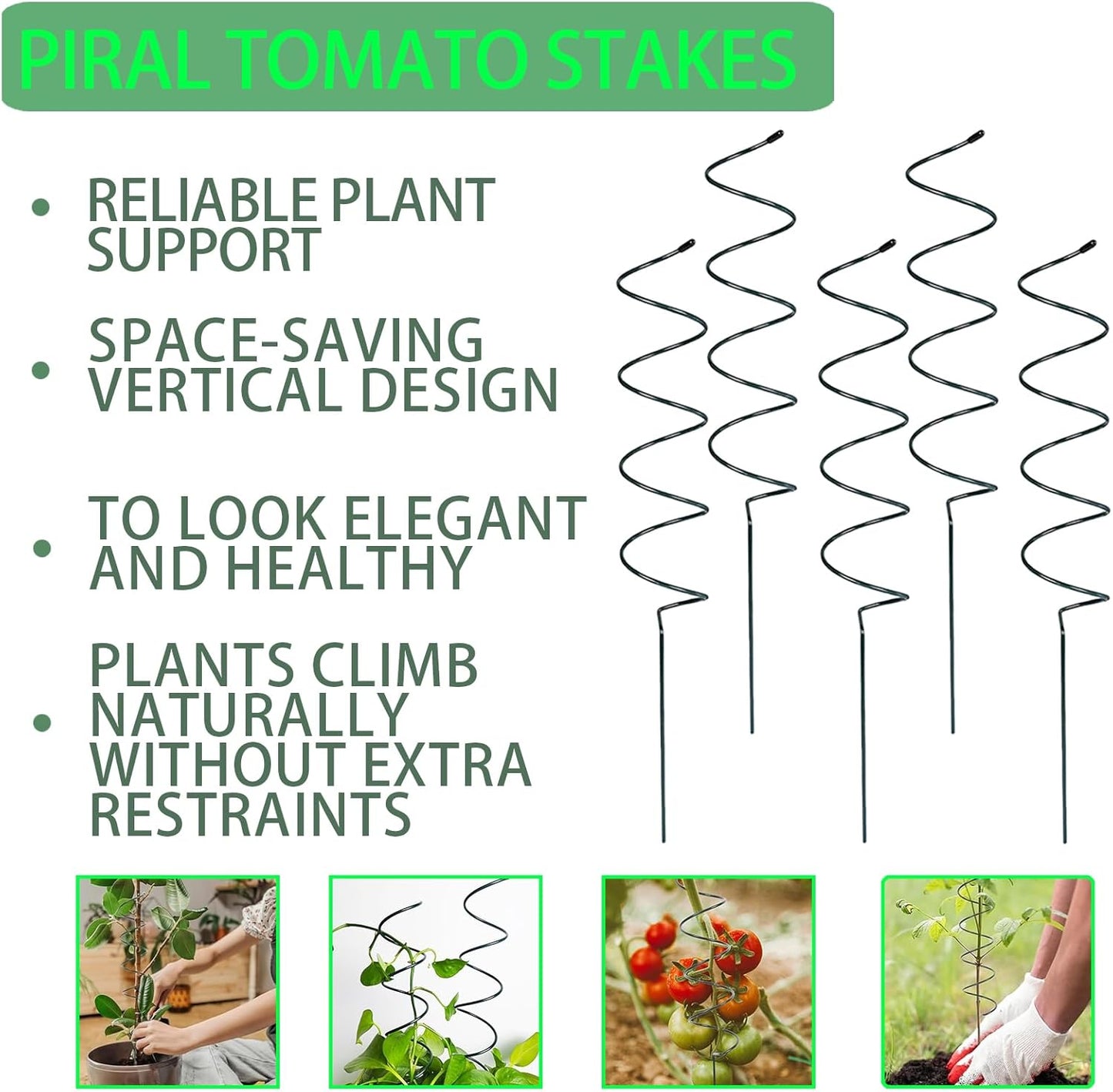 15.75″ Spiral Tomato Plant Stake, Small Spiral Plant Support, Garden Twist Stick for Climbing Plants, Indoor/Outdoor Plant and Rose