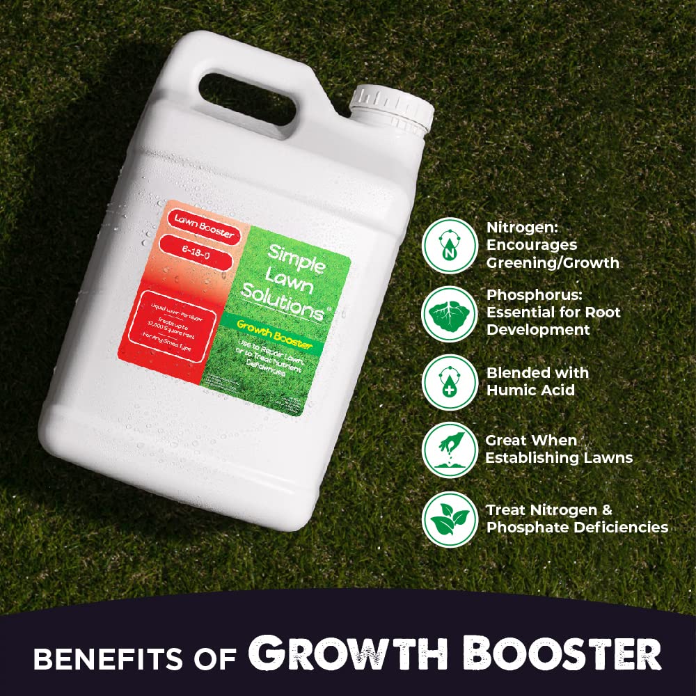 Extreme Grass Growth Lawn Booster- Liquid Spray Concentrated Fertilizer with Humic Acid- Any Grass Type- Simple Lawn Solutions (2.5 Gallon)