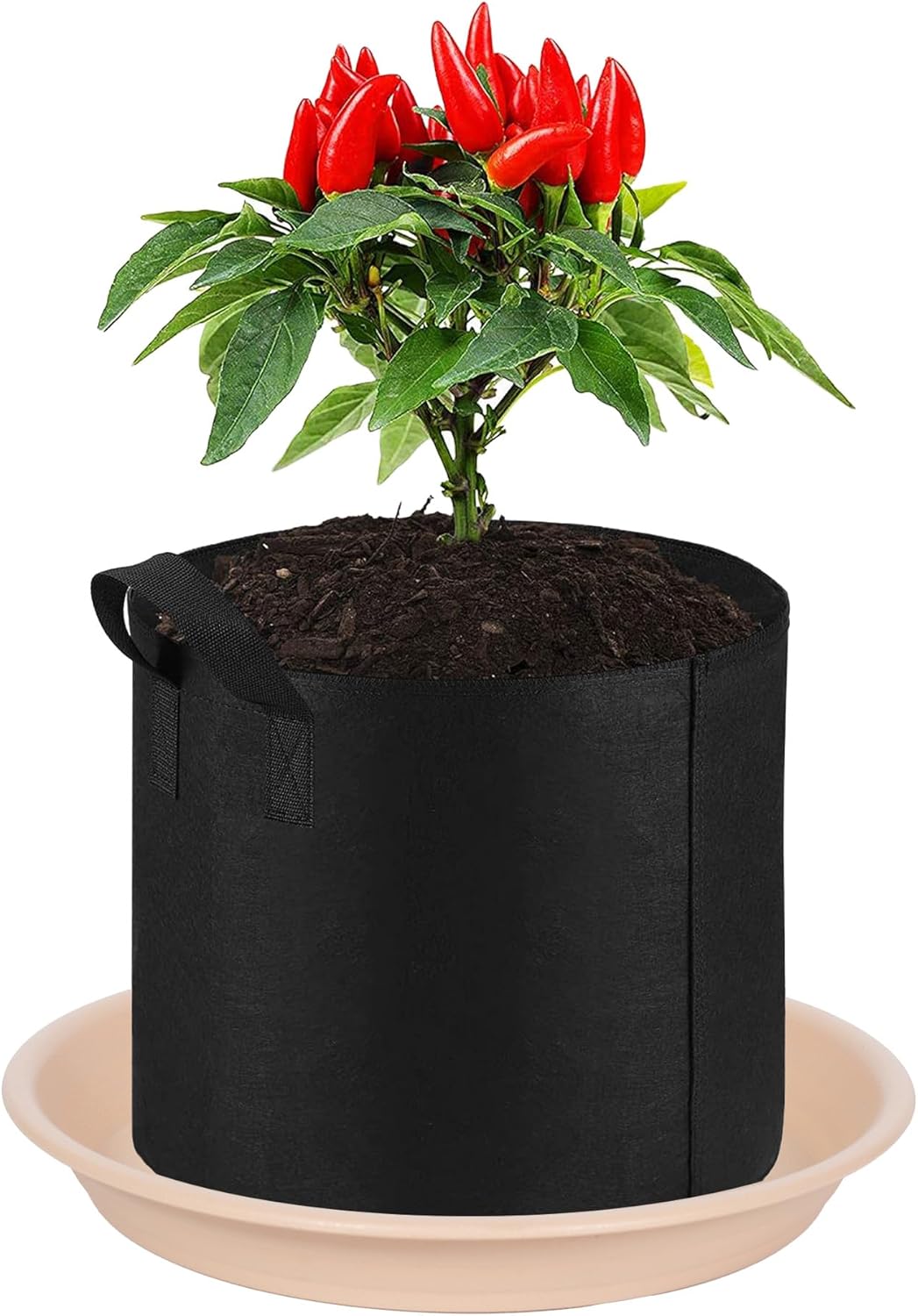 2 Pack Plant Saucer Drip Tray 11 12 inch, Pot Base for Plants Indoor, Plastic Flower Planter Saucers and Drip Trays for Outdoors, Heavy Durable Plant Plate Water Catcher (12", Beige)