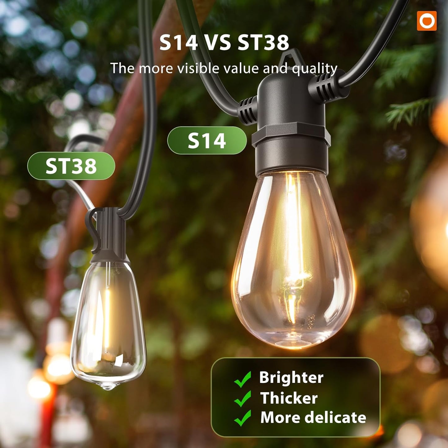 addlon 54FT(48+6) Solar String Lights Outdoor Waterproof with 3W High Power Panel USB Charging & Remote - Dimmable Solar Power Patio Lights for Porch, Garden, Yard, Market, Bistro - Super Bright