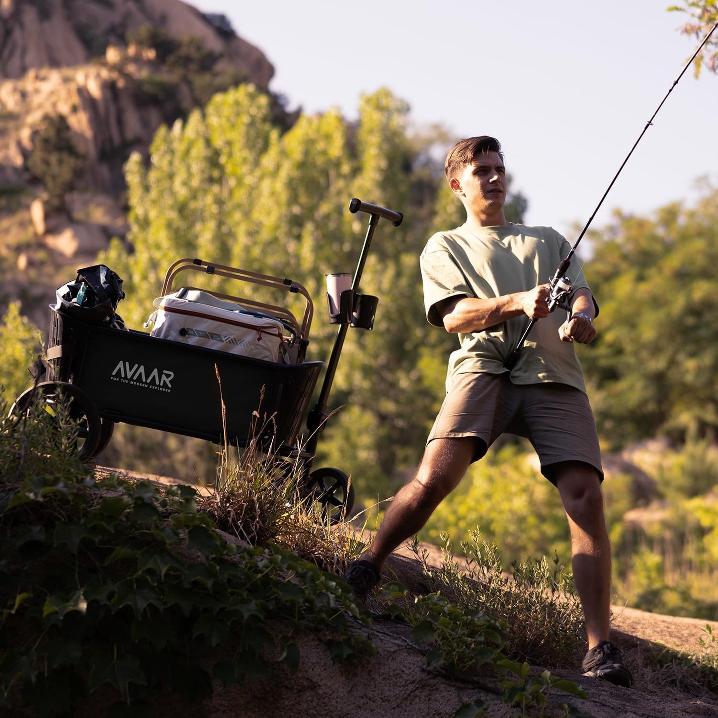 400lbs Large Capacity Collapsible Wagon Cart,Folding Utility Heavy Duty,All Terrain Big Wheels for Garden Camping Sports Outdoor Shopping, Black