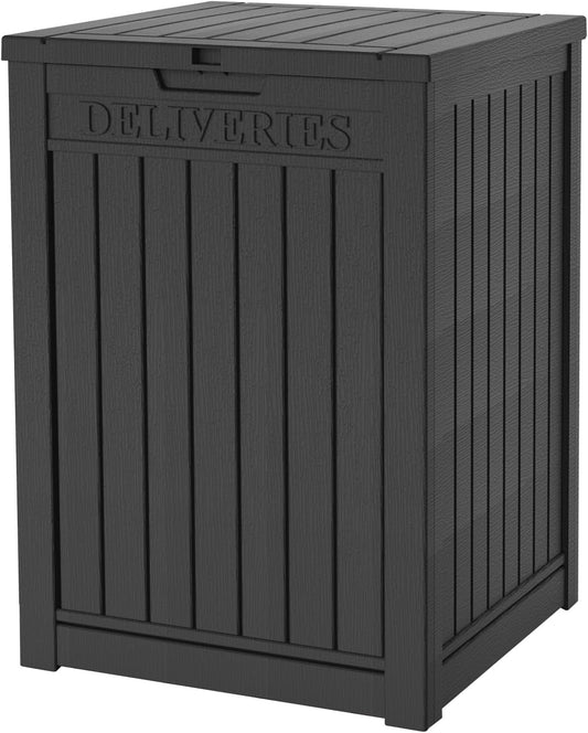 55 Gallon Outdoor Storage Box, Waterproof Resin Deck Box for Patio, Pool, and Garden, Lockable Bin for Cushions, Tools, and Accessories, UV-Resistant, Black
