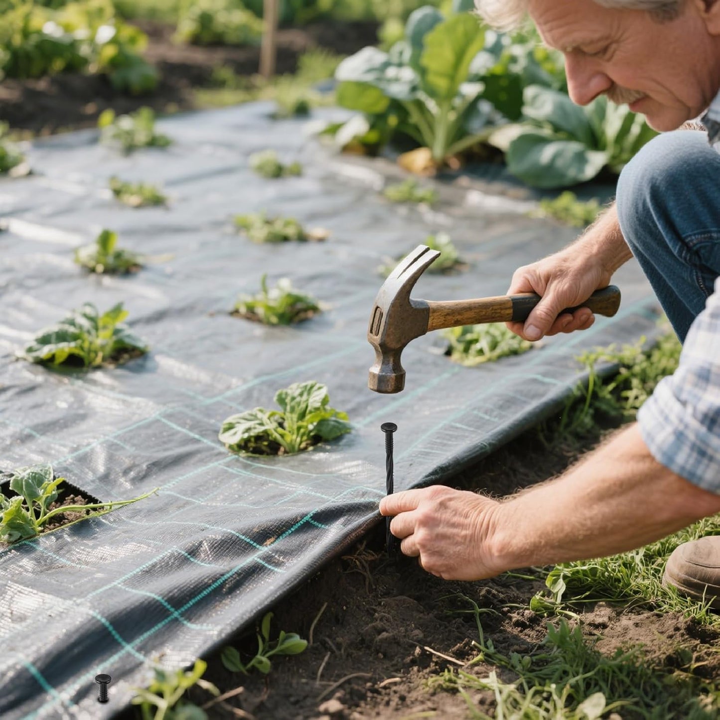 300Pcs 8-Inch Plastic Landscape Edging Spikes, Spiral Anchoring Nails for Weed Barrier, Paver Edging, Landscape Edging, Artificial Turf, Grass Pathways, and More