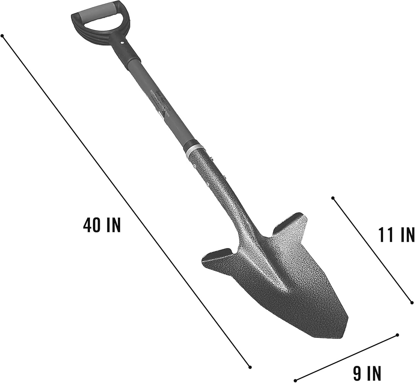 SHFD3 40" Teal Garden Spade Shovel - Gardening Shovel with a 9" x 11" Beveled Blade, Steel-Reinforced Fiberglass Long Handle & Cushioned D-Grip - Digging Spade for Planting