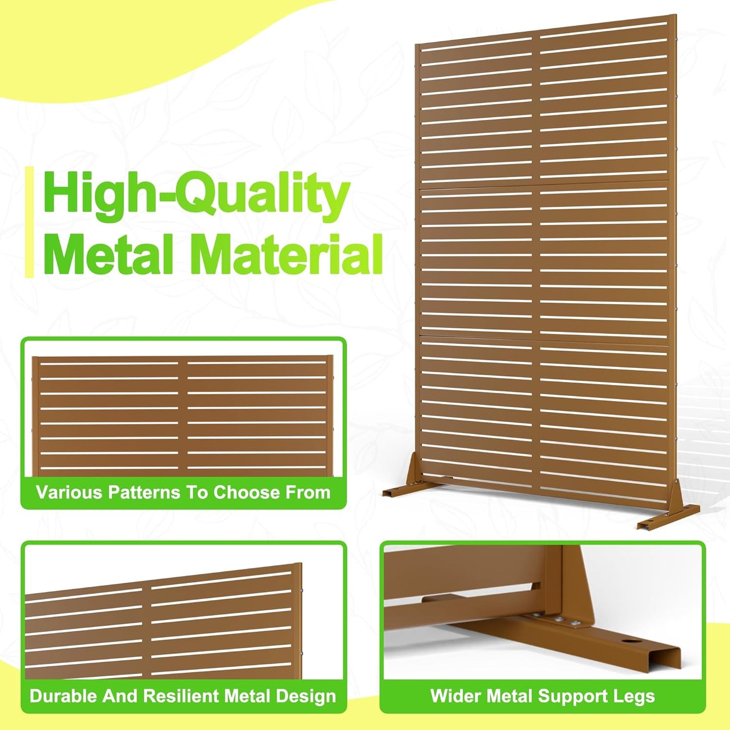 Outdoor Privacy Screen,72" H×47" W Metal Privacy Screen, Freestanding Privacy Fence Panels for Patio