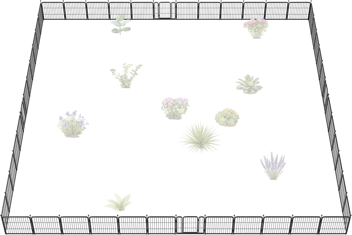 FXW Garden Fence Outdoor for The Yard – 24in(H) x 91.3ft(L) Heavy Duty Metal Animal Barrier for Dog and Rabbit, Decorative Dog Fence, 48 Panels, Black