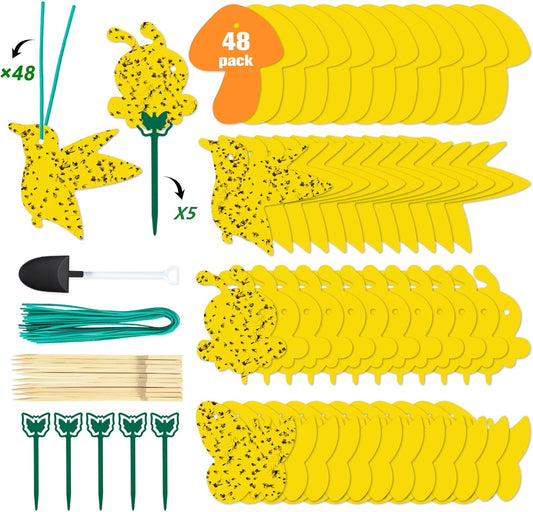 48 Pack Gnat Traps for House Indoor, Sticky Traps for Gnats Fruit Fly Traps for Indoors Plant Gnat Killer Indoor, Gnat Trap Fungus Gnat Sticky Trap Flies Bug Plant Trap