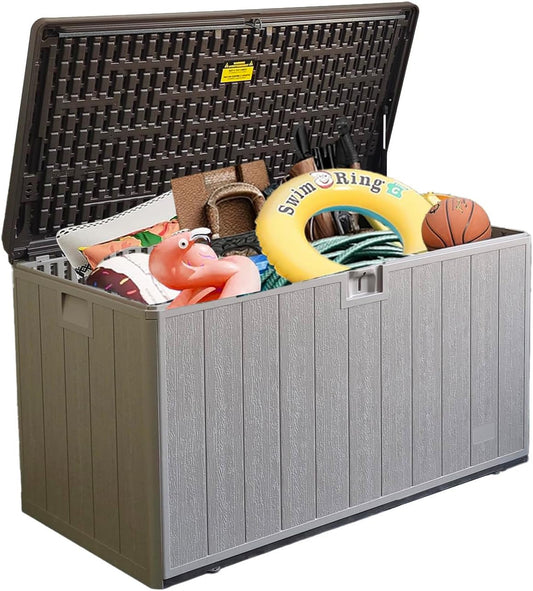 110 Gallon Large Resin Outdoor Storage Box,Waterproof Deck box for Patio Furniture,Garden Tools,Lockable Patio Storage Box,Blow-Molded HDPE