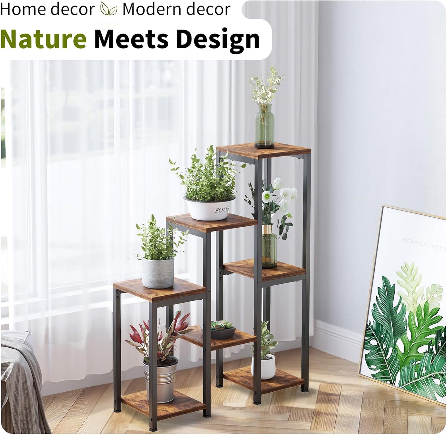 3 Tier-7 Potted Plant Stand Indoor, Plant Stands for Indoor Plants Multiple, Corner Plant Shelf for Living Room, Tiered Plant Holder, Metal Plant Table