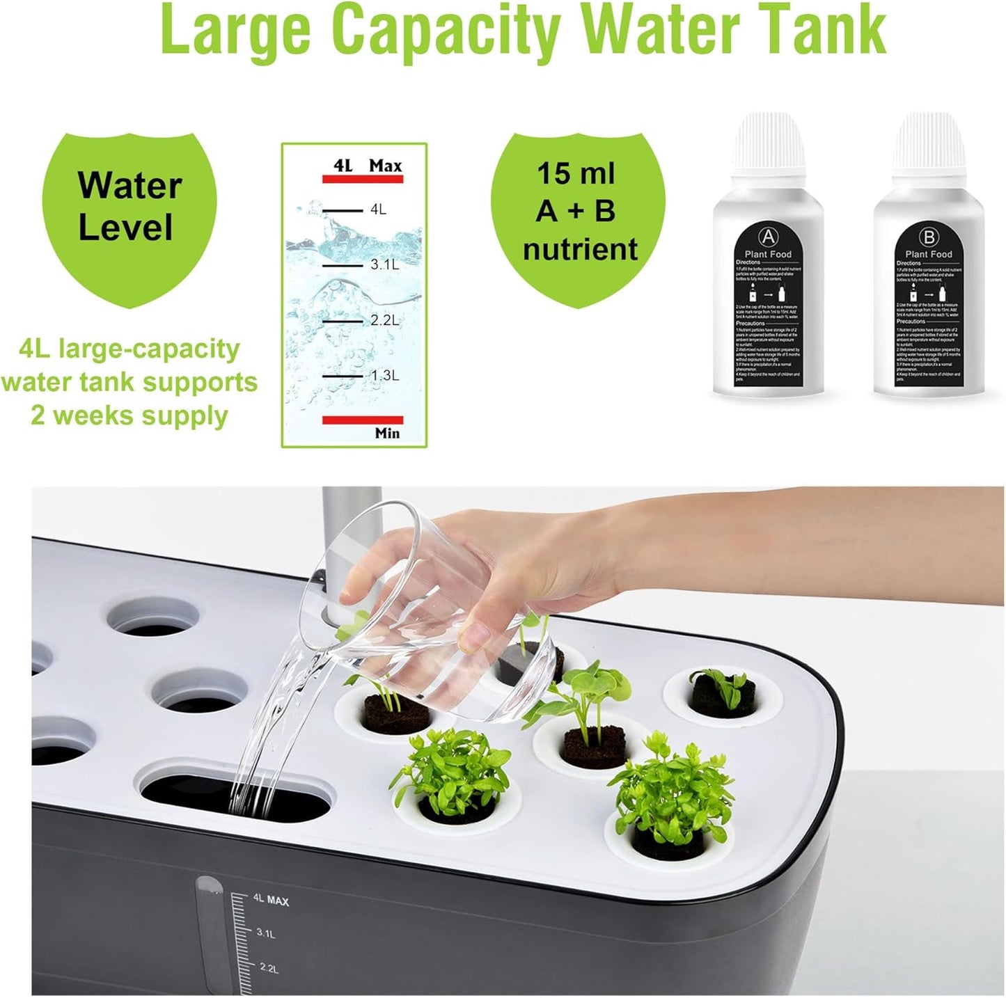 Hydroponics Growing System Indoor Garden,12 Pods Indoor Gardening System with LED Grow Light, Height Adjustable, Plants Germination Kit, Hydroponic Planter Fresh Harvest (Black)