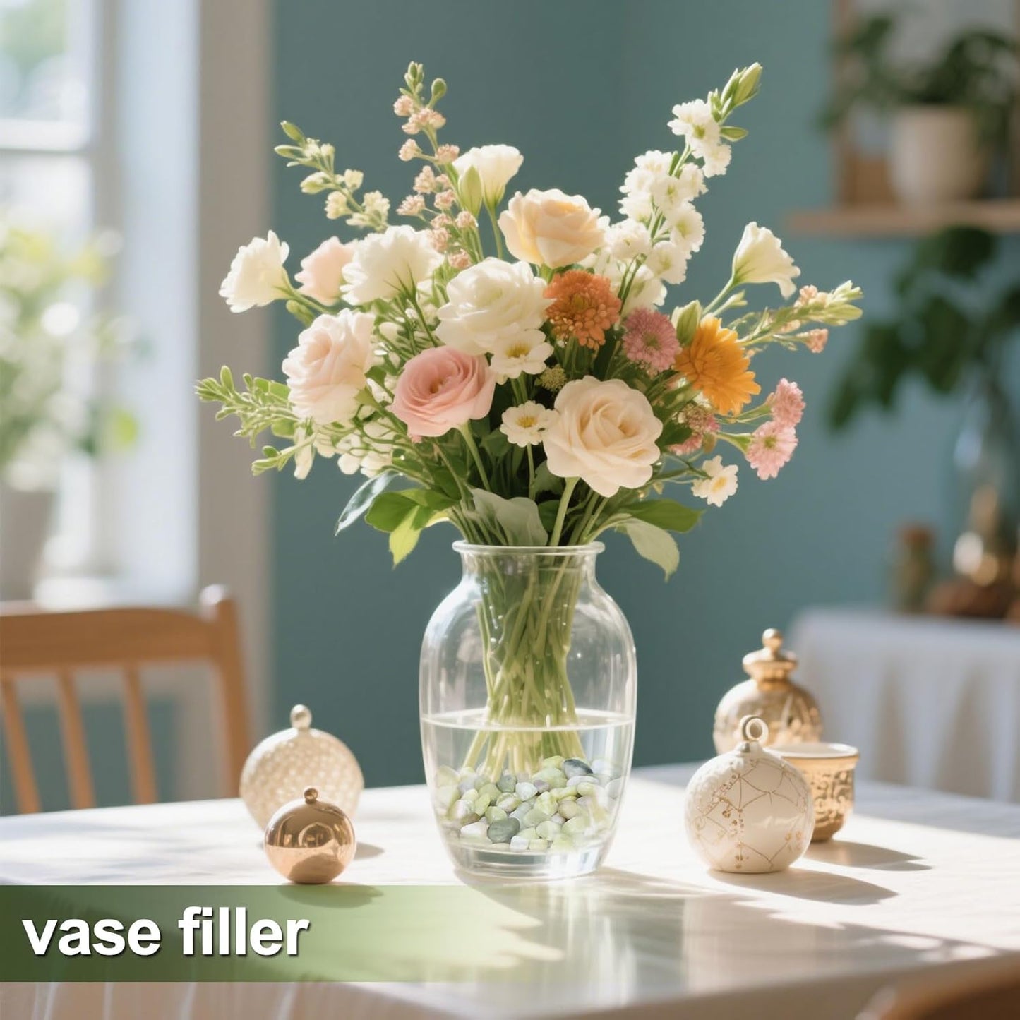 Calofulston 10 lb Small Pebbles for Indoor Plants, 3/8 Inch Decorative Rocks for Lucky Bamboo Plants Pot, Succulent, Vase, Cactus, Landscaping, Polished Jade Rocks for Plants Indoor, Green