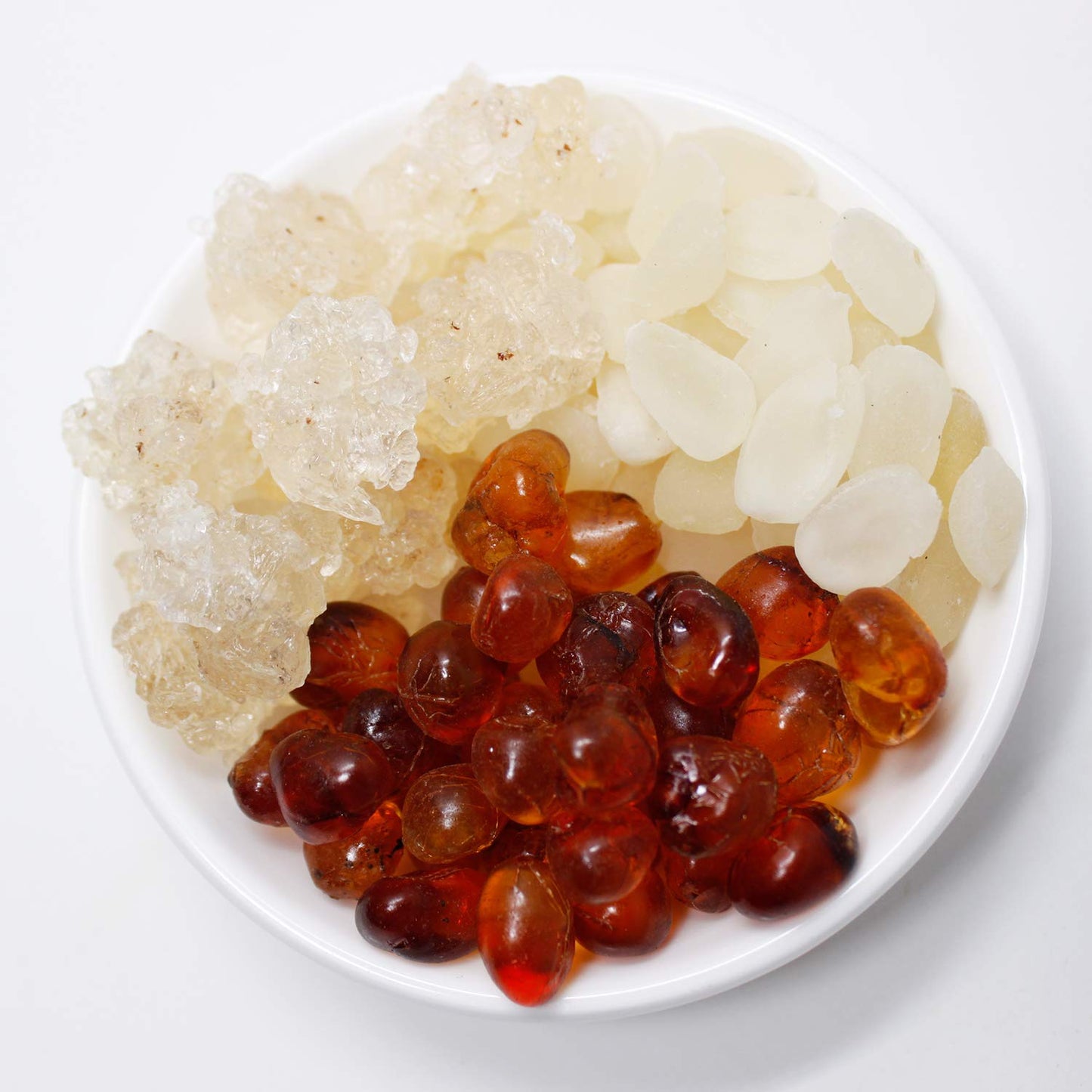 DABC OAK LAND Wild Peach Gum, Snow Swallow, Snow Lotus Seed (Saponified Rice) Beauty, Detox and Dampness Set, 100% Natural Boosting for Skin & Health, Food Additives Free 8OZ each bag, total 24 OZ