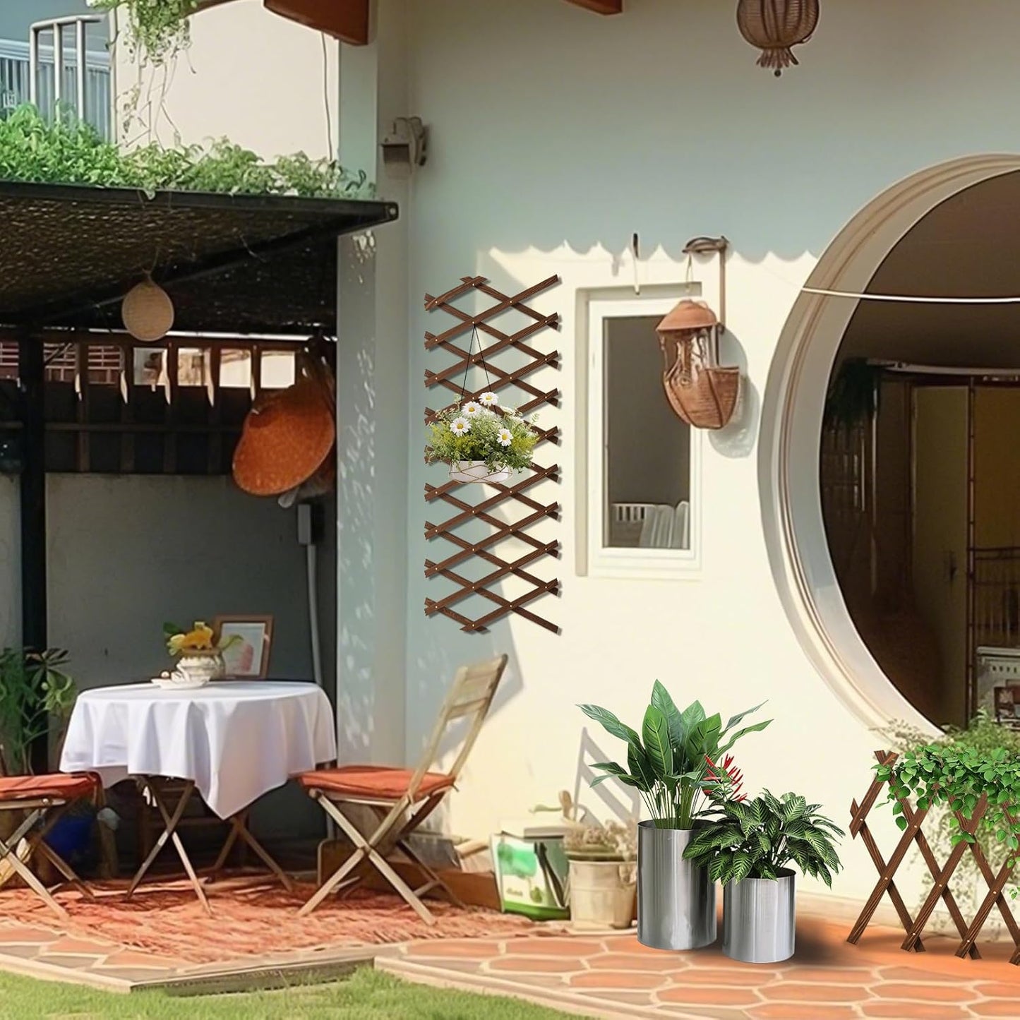 Expandable Garden Trellis, 13.4" x 60" Trellis for Climbing Plants Outdoor, Wooden Lattice Fence Wall Panel Lattice Panels for Outside, for Climbing Plants Vine Ivy Rose Cucumbers Clematis