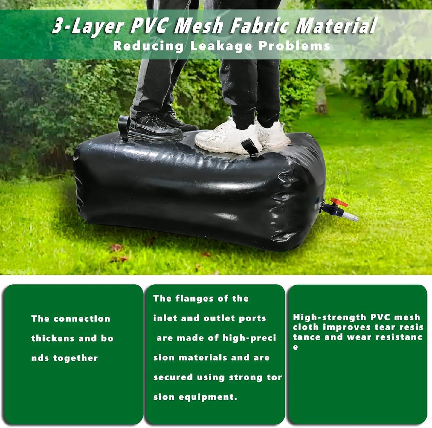 113 L/30 gal Water Bladder Storage Containers, Foldable Portable Water Tank Large Capacity Soft Water Bag, Drought Resistance, Fire Prevention, Emergency Water