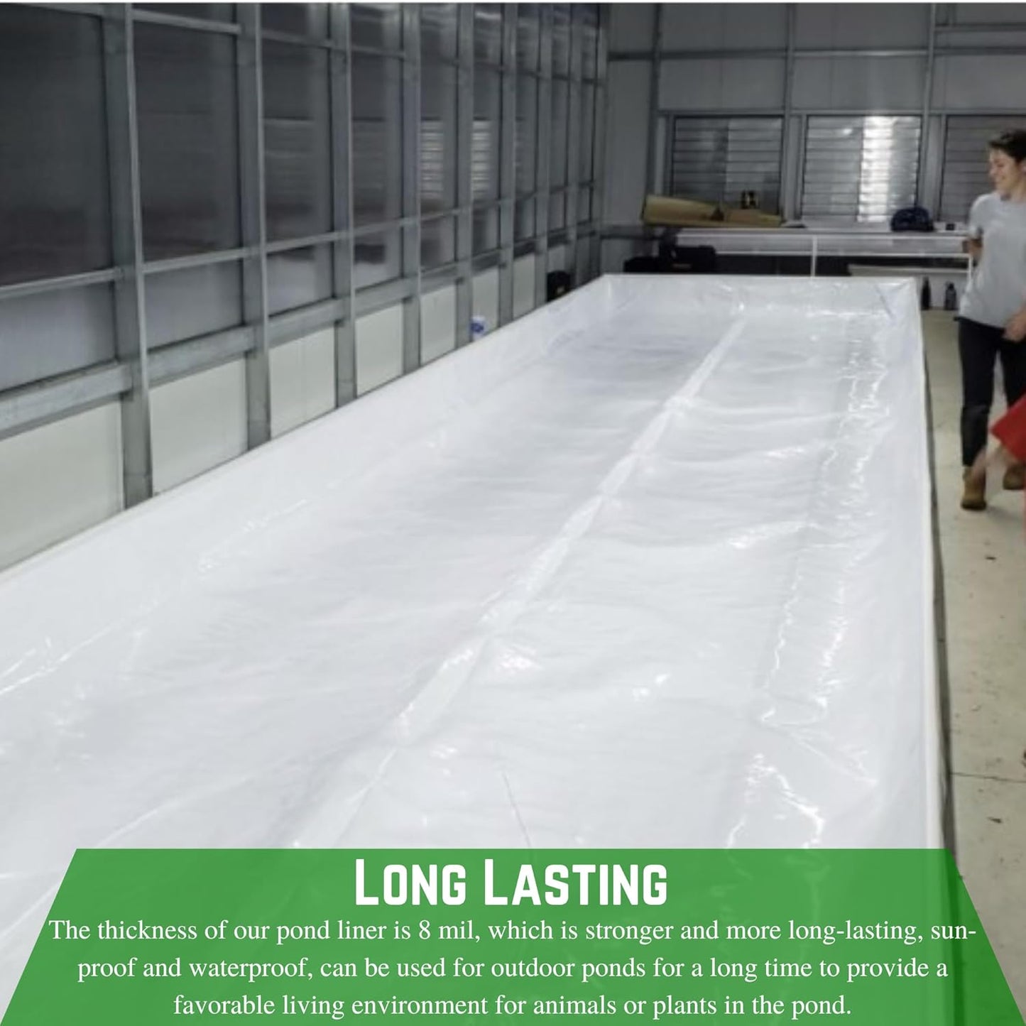 Farm Plastic Supply - 8 Mil Black/White Pond Liner - 8 Mil Fish Pond Liner, Pond Liners for Outdoor Ponds, Koi Ponds, Garden Fountain, Waterfall, Containment Liner (24' x 10')