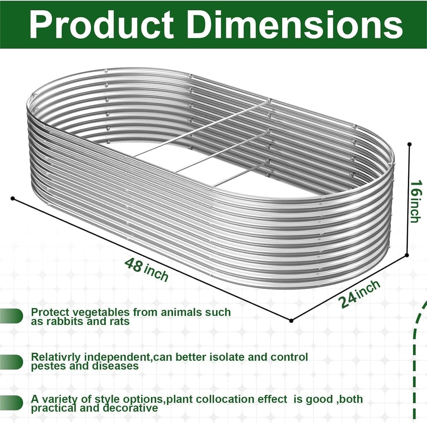 FRIZIONE 3pcs Tall 4x2ft Galvanized Raised Garden Bed Outdoor,Steel Garden Bed for Vegetables,Above Ground Garden Box for Flower,Metal Raised Beds for Gardening