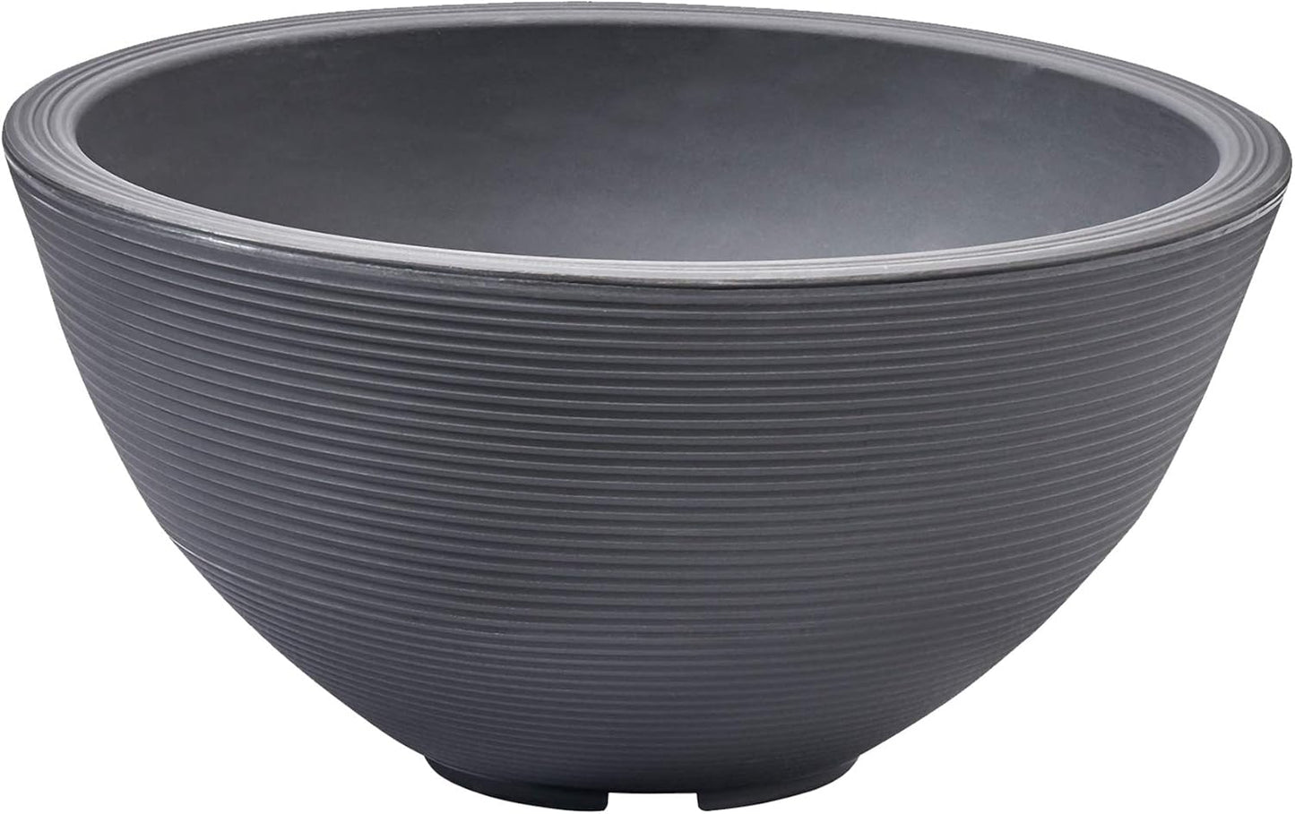 Crescent Garden Delano Bowl Planter, Indoor Outdoor Round Shallow Plant Pot for Water Garden, Bonsai Plant Pots, Succulents with Drain Hole - Double Walled Bowl Lotus Pot, 20" W (Slate)