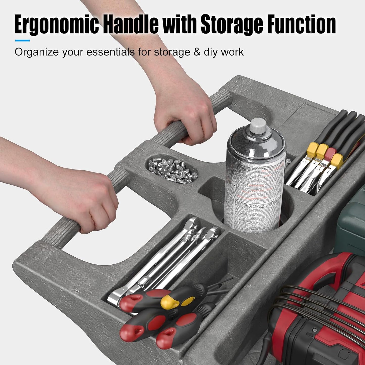 Heavy Duty Rolling Utility Cart with Wheels 2-Tier Utility Plastic Service Work Cart for Shop, Garage, Warehouse, Maintenance 550 lbs