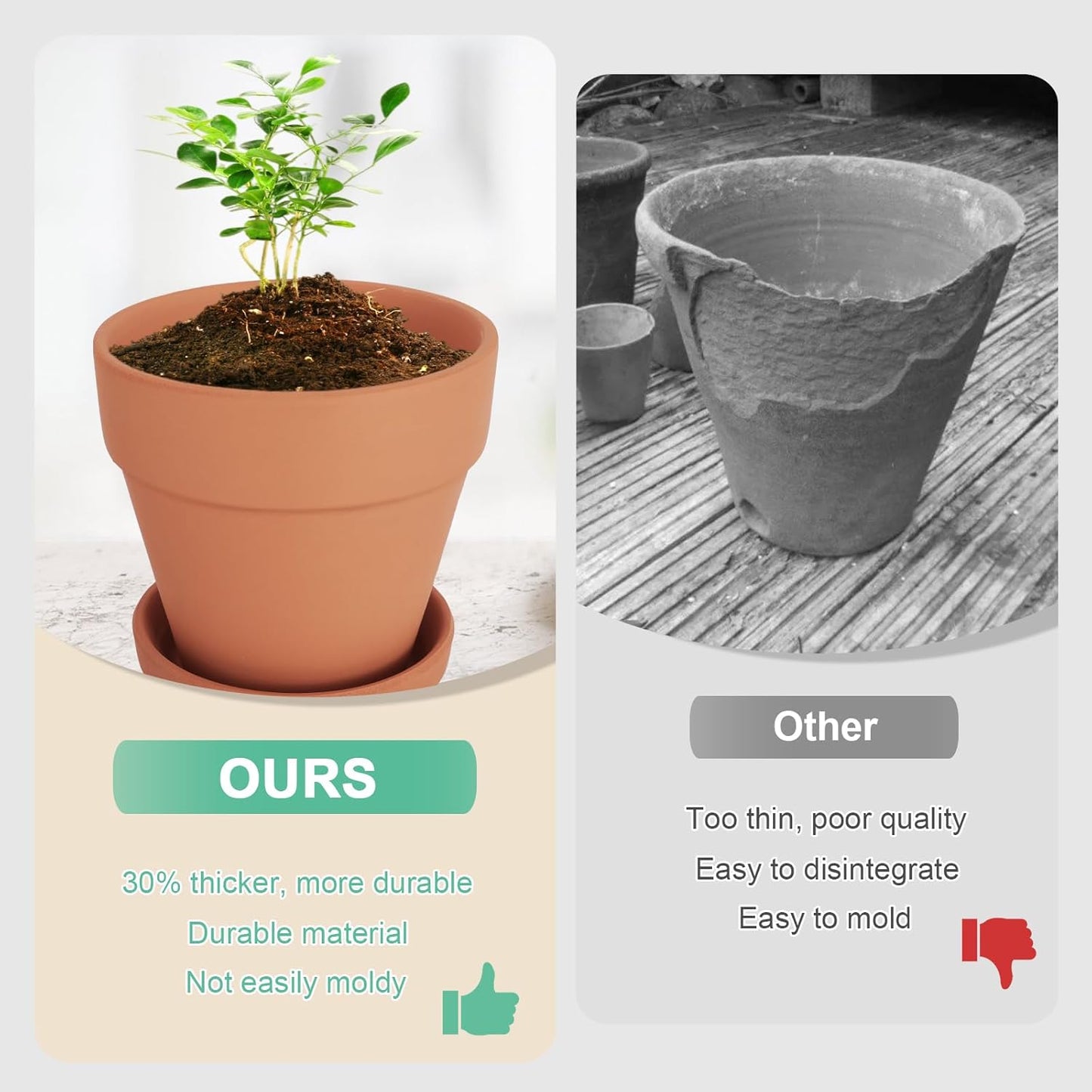 4 Inch Clay Pot for Plant with Saucer, Flower Pot with Tray, 12 Pack Small Terra Cotta Plant Pot with Drainage Hole, Terracotta Pot for Indoor Outdoor Plant, Great for Plants (4inch 12Pack)