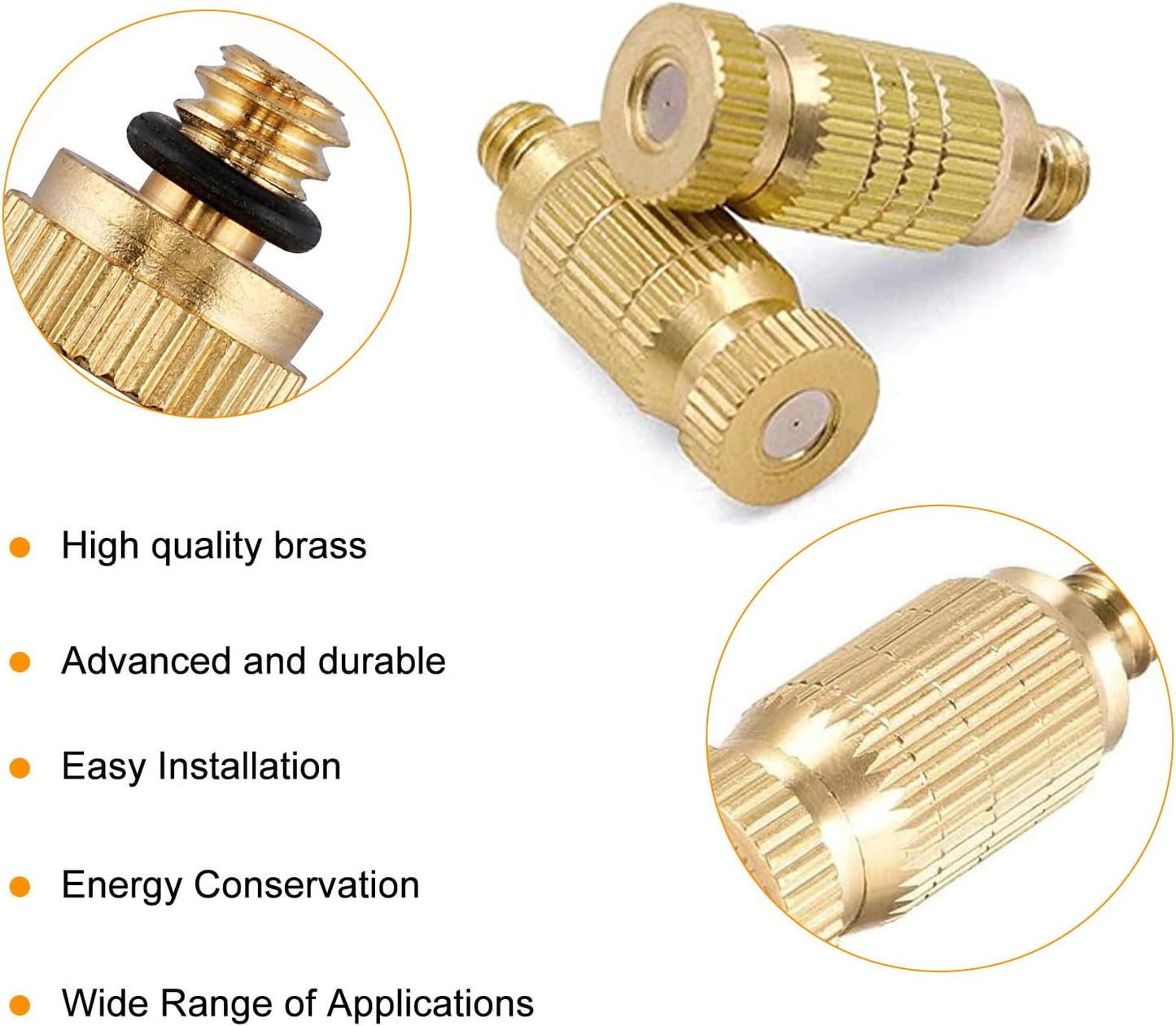 20pcs High Pressure Atomizer Nozzle Brass Misting Nozzles for Outdoor Cooling System, Landscaping, Greenhouse Irrigation, Air Humidification, Anti-Drip Fogging Spray Head(0.012"/0.3mm)