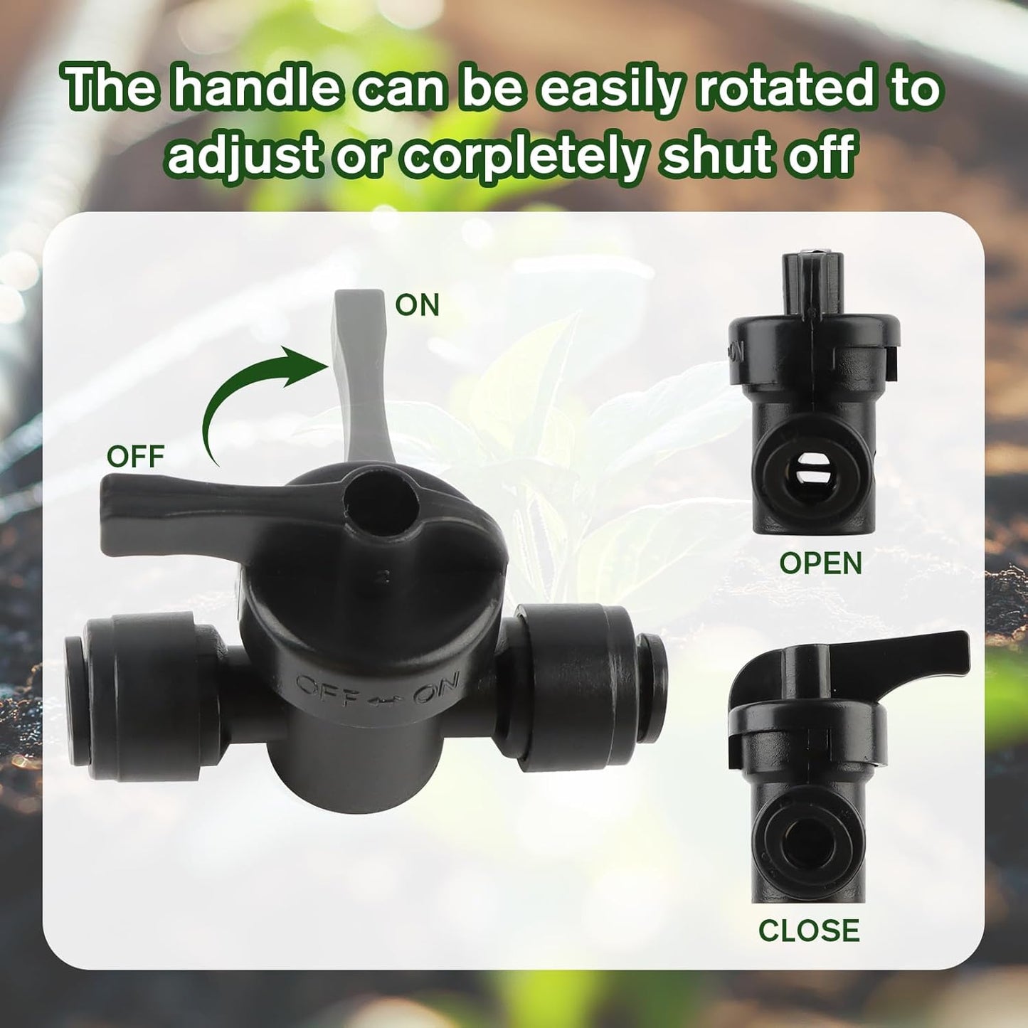 Kalolary 10PCS Quick Connect 1/4" Drip Irrigation Valve, Drip Irrigation Tee Connector for 1/4" Irrigation Tubing 3 Hoses Shut Off Coupling Valve Leak Free Connector Locking Fitting for Water System