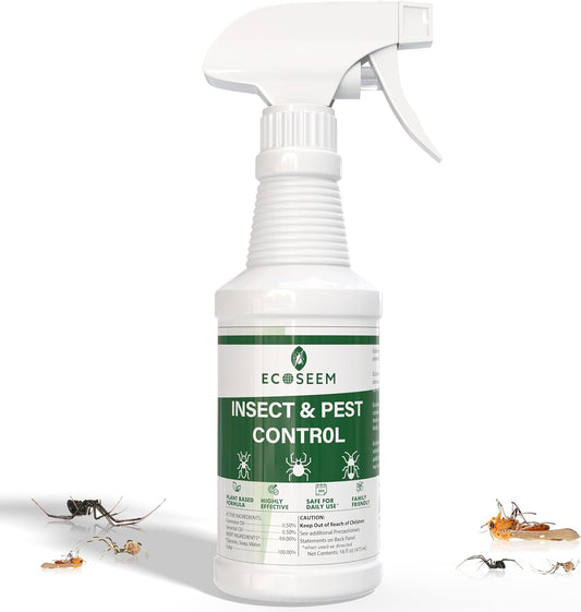 Insect & Pest Control Spray – Natural Essential - Bug Killer & Insect Repellent, Kills Ant, Spiders, Carpet Beetles, Roaches, Flies- Safe for Pets & Family, Indoor & Outdoor Use 16OZ