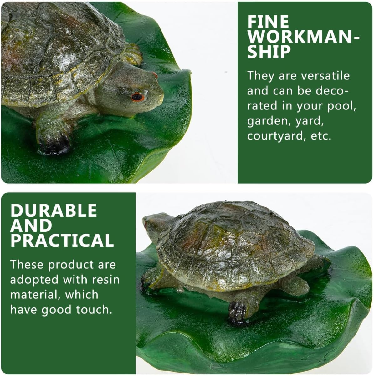 Mikikit Realistic Floating Turtle Statue Pond Decorations Garden Pond Accessory Resin Craft Ornament