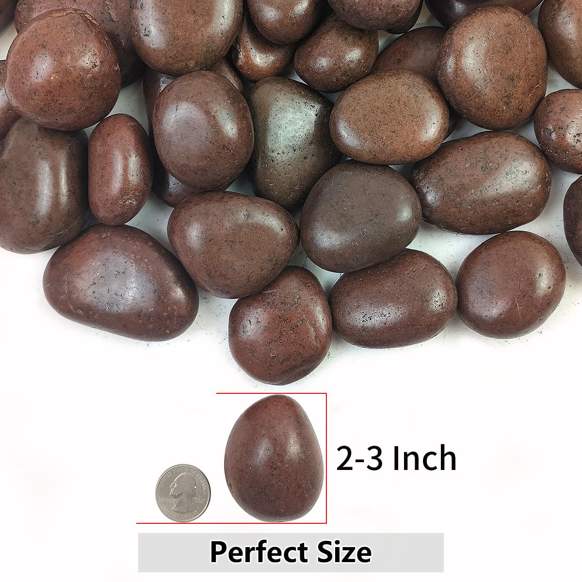 20lbs Red River Rocks for Landscaping, 2-3 Inch Natural Pebbles for Indoor Plants, High Polished Decorative Stones Vase Filler Fish Tank Aquariums Garden